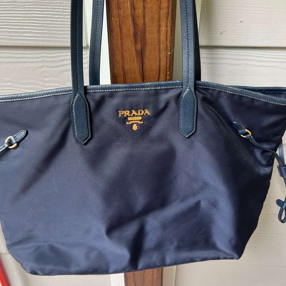 Prada Navy Blue Tessuto Tote Bag